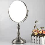 米乐佩斯 镜子台式化妆镜大号双面美容镜金属镜欧式放大不锈钢色