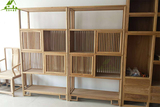 新中式现代免漆老榆木书架 置物架 简约环保书柜电视柜实木家具