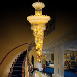 现代金色楼梯灯长吊灯别墅复式楼梯灯莲花水晶吊灯客厅大吊灯