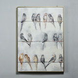现代简约客厅装饰画创意动物鸟群挂画手绘油画书房玄关背景墙壁画