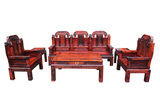 老挝大红酸枝六件套沙发组装家具 交趾黄檀实木古典沙发 红木家具