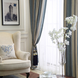 阳台布料雪尼尔窗纱现代简约地中海条纹客厅窗帘成品飘窗卧室遮光