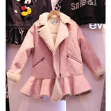 韩国2015冬季新款粉色加厚修身麂皮绒大衣羊羔毛保暖棉衣服外套女