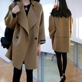 韩国专柜正品代购2016秋冬装新款羊毛呢外套中长款宽松显瘦女大衣