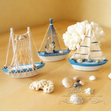 海洋风格装饰品 地中海帆船模型摆件瓶中船 木质模型船 一帆风顺