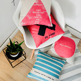 北欧色彩三角几何圆形话语礼物抱枕办公室宜家靠垫沙发垫枕套坐垫