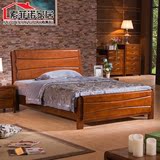 特价简约现代中式婚床1.8米1.5米全实木双人大床橡木床家具胡桃色