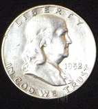 东门收藏 美国 1952年D版 50美分银币 半元 富兰克林总统