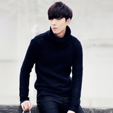 秋冬季毛衣男士潮流韩版高领针织衫学生青年套头修身纯色打底个性