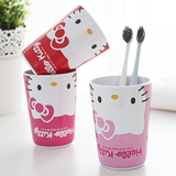 kitty创意 韩国可爱卡通情侣洗漱口杯饮料茶杯密胺塑料牙刷杯子