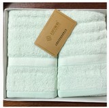 竹纤维毛巾套装  礼盒2条装  面巾  绿色 柔软吸水