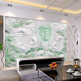 中式鲤鱼玉雕大型壁画3d立体墙纸花开富贵壁纸客厅沙发电视背景墙