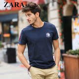ZARA男装 代购夏季新款男装短袖t恤圆领修身全棉纯色简约百搭上衣
