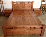 爆款促销北方老榆木床全实木家具中式雕花仿古1.81.5双人高箱体床