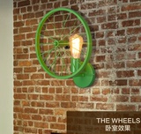 创意复古壁灯loft创意个性餐厅吧台美式乡村铁艺工业风灯具车轮灯