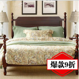新款美式乡村全实木床欧式仿古家具床双人床1.8米法式床双人特价