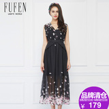 FUFEN福芬品牌女装2016春季印花无袖长款两件套连衣裙L-8275
