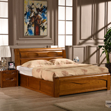 全实木床榆木床1.5米1.8米双人床厚重款床中式榆木床原木家具卧室