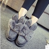 20162015冬季韩版兔毛棉鞋平底兔耳朵雪地靴短靴学生时尚毛毛女鞋