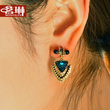 茗琳古堡盾牌采用施华洛世奇元素水晶耳环 女 韩版 时尚防过敏925