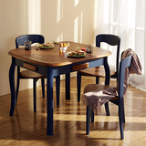 地中海实木餐桌椅组合6人可折叠伸缩小户型美式乡村4人圆形饭桌