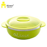 ALcoco/爱伦可可 双耳儿童不锈钢保温保凉碗 婴儿宝宝餐具碗防烫