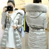 2015冬季新款韩版显瘦收腰外套中长款真狐狸毛大毛领羽绒服女