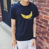 夏天潮流t恤男式短袖修身圆领 青少年香蕉动漫印花卡通体恤衫男士