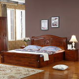 中式实木床全香樟木床美式乡村简约床1.51.8米双人床包物流