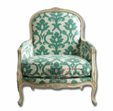 美式实木高靠背老虎椅新古典实木布艺单人休闲沙发欧式实木沙发椅