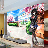 3D无纺布大型壁画电视背景墙纸影视壁纸客厅卧室日本动漫美少女
