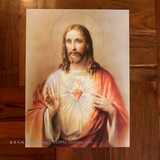 进口纸质耶稣圣心画像天主教圣物宗教礼仪墙壁挂画精美画像壁画