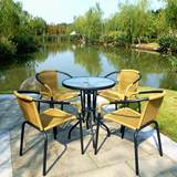 藤椅茶几组合三件套户外阳台家具钢化玻璃折叠小桌子花园时尚休闲