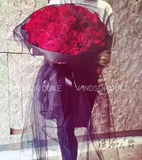 99朵欧式红玫瑰黑纱花束长沙北京杭州大连太原广州同城鲜花店速递