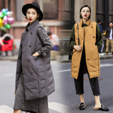2015韩版新款马甲棉女士秋冬中长款纯色大码百搭个性加厚外套潮
