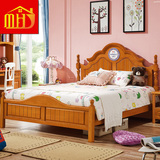 MHJ 纯实木儿童床1.5米优质橡胶木美式1.2米实木床卧室家具