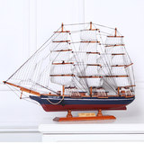 一帆风顺手工艺船 实木质大型帆船模型 拼装海盗船品军舰轮船摆件
