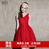 OECE 2016夏装新款女装 高腰修身红色无袖连衣裙蓬蓬裙夏TS381