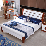 光明家具 白色简约现代实木床1.8米水曲柳双人床 卧室实木家具床