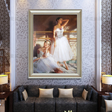 客厅沙发背景卧室挂画别墅酒店装饰画欧式手绘人物油画芭蕾舞女孩