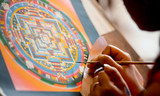 25厘米 彩绘时轮金刚坛城密宗供奉 藏传手工彩绘唐卡挂画佛教