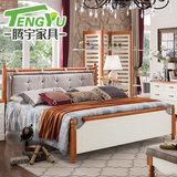 美式床实木床田园双人软靠床简约现代结婚床1.5 1.8米乡村风格床