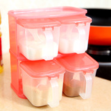批发厨房用品双层组合带盖调料盒 创意户外烧烤盐罐佐料调味盒