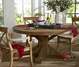 促销价实木餐桌椅组合可伸缩可折叠麻将桌小户型圆桌餐厅餐桌英伦