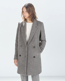 2015冬装新款zara大码女装英伦风羊毛呢子外套加厚中长款羊绒大衣
