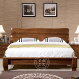 实木床胡桃木床2 2.2简约现代中式床硬板床婚床卧室家具2.4米大床