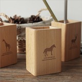包邮笔筒 韩国文具 复古创意可爱动物造型 木制卡通笔筒实木