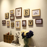 简约现代复古love字母照片墙创意组合 客厅办公室相框墙新款包邮