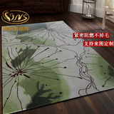 绿色地垫卧室客厅茶几地毯中式手工羊毛地毯酒店会所地毯来图定制