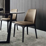 北欧实木餐椅 简约家用扶手椅咖啡椅皮布椅子酒店样板房椅定制